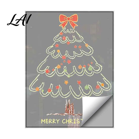 Festive Tree Window Stickers Christmas Sticker Cling Decal Static Simple Line Waterproof Holiday Ornaments Removable