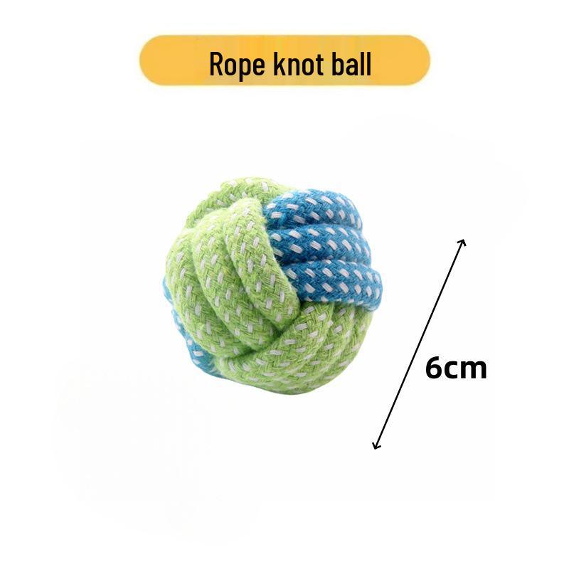 Kjæledyr Interaktiv Bomullstau Biteleke Ball med Dobbel Trekknute for Hunder