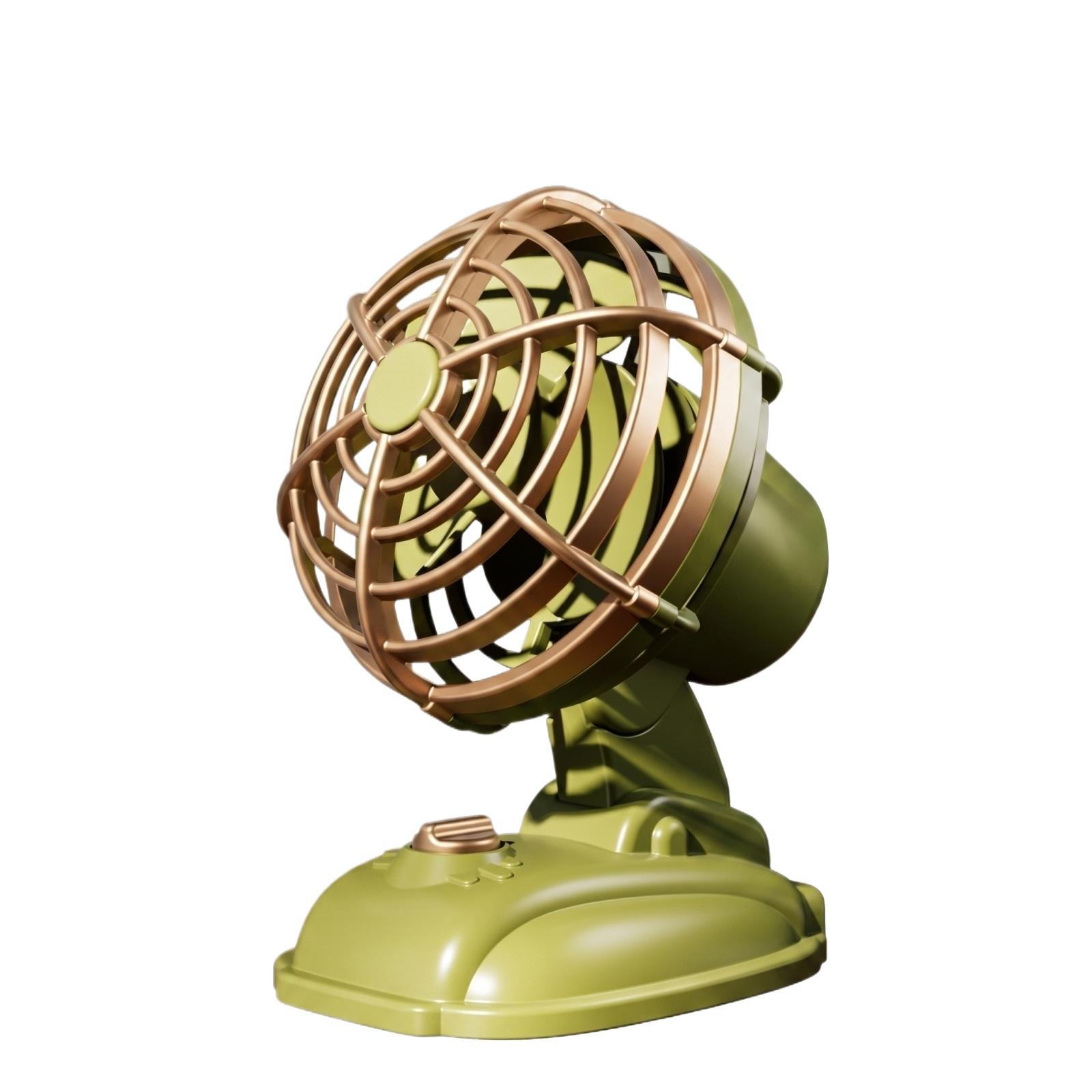 

Retro Mini Desktop Fan Adjustable Angle Small Portable Electric Fan with Protective Grill and Base for Office Home Use ONE SIZE зелёный