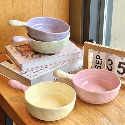 Ciotola per ramen istantaneo in ceramica a forma di cuore da ragazza con manico, ciotola per polvere di lumache per la casa, ciotola per riso al forno alla frutta, ciotola per riso per dormitorio studentesco
