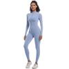 New Style Halter Zip Slim Fit Solid Color High Elastic Long Sleeve Yoga Suit Athletic Running Workout Bodysuit