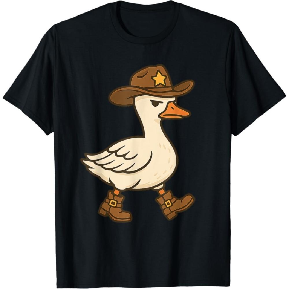 

Cowboy Sheriff Duck Funny Western Boots Patrol Goose Humor T-Shirt M чорний