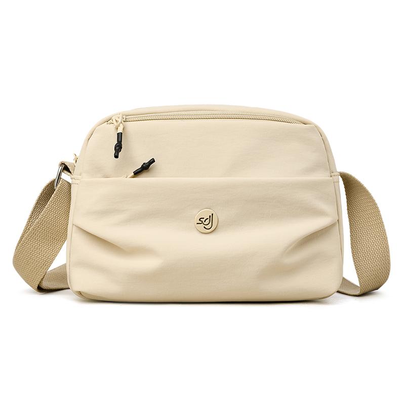 Women Small Capacity Tote Bag Waterproof Nylon Multi-Compartment Shoulder Bag Office Commute Crossbody Purse with Soft Fabric