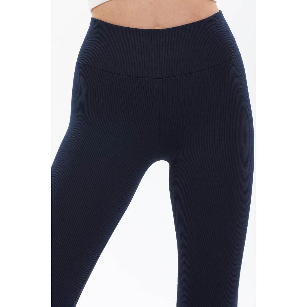 Indigo Indigo Indigo – Strickstrumpfhose mit hoher Taille, gerippt und elastischem Interlock-Bund