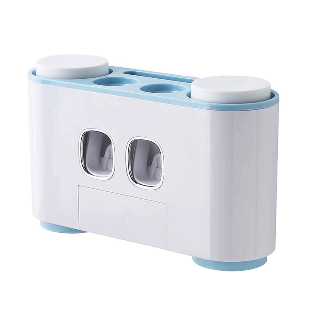 Wall-Mounted Toothbrush Holder with 2 Tootaste Dispensers 4 Cups and 5 Toothbrush Slots Toiletries Storage Rack