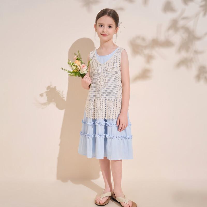 Montagut Girls' Ruffle Crochet Sleeveless A-Line Dress