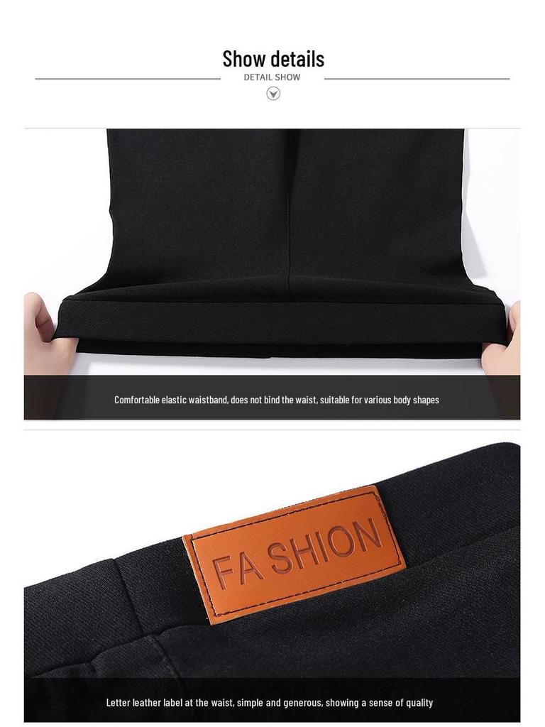 Übergröße Schlankmachende Schwarze Bleistifthose: Frühlings-/Herbst-Dünne Oberbekleidung Leggings für Damen