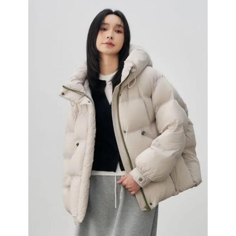 

Winter New Hooded Short Cotton Coat for Women, Light Luxury Cloud-like Puff Design Thickened Jacket S