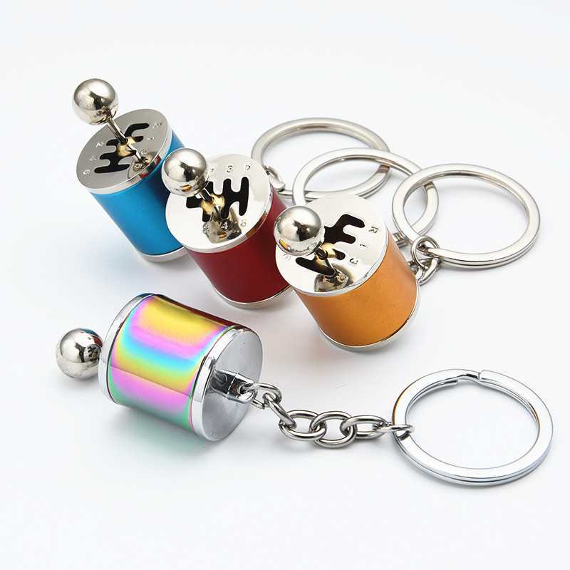 Simulation Car Manual Six-Speed Shift Gear Metal Keychain Pendant Fun Decompression Toy Auto Interior Decor Accessory