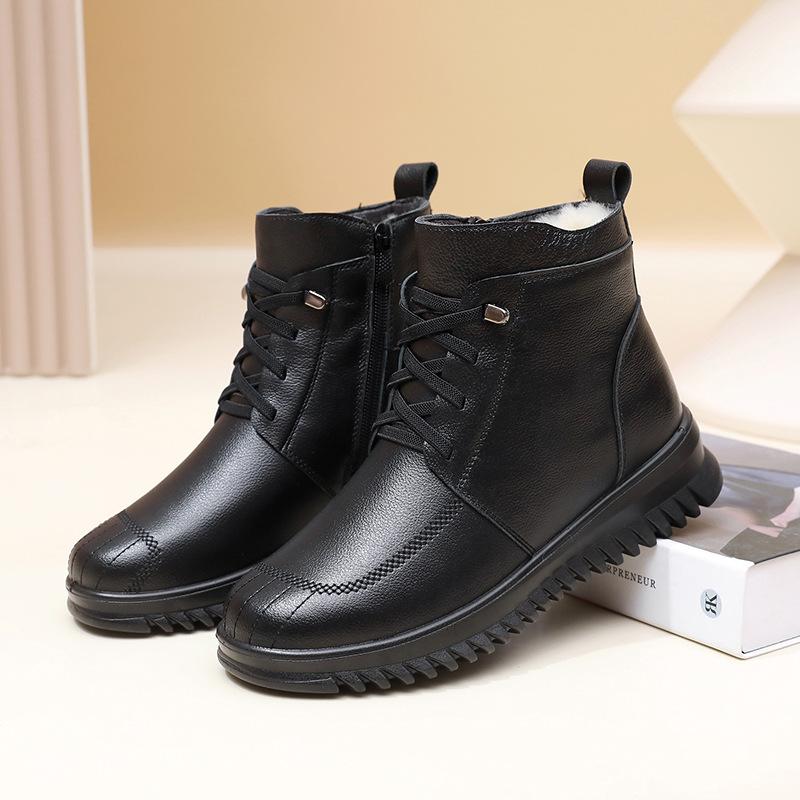 Winter Women Short Wool Fur Warm Snow Boots Casual Shoes 2025 Waterproof Ankle Boots Flats Platform Ladies Shoes Botas