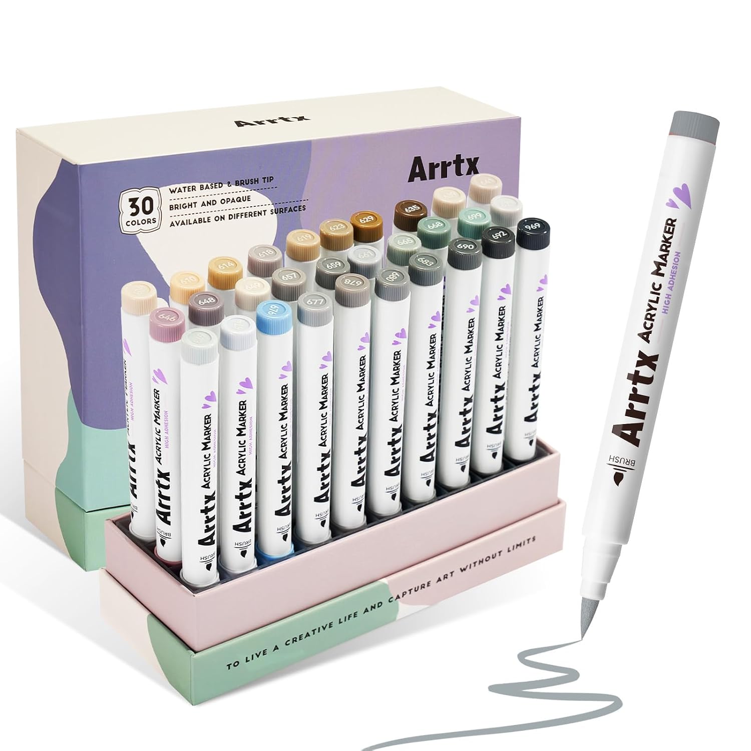 Arrtx Acrylic Marker 30 Colors Gray