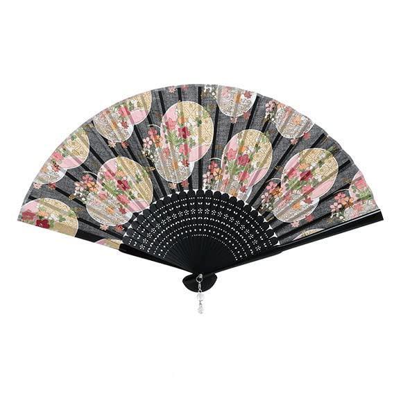 

Onishi Fan Ripple Cloth Fan [Ken Manufacturer] 20~21cm Women s 53-108 Flower/Black
