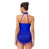 Womens Latin Dance Costume Sleeveless Backless Color Block Design Shiny Sequins Tassels Leotard