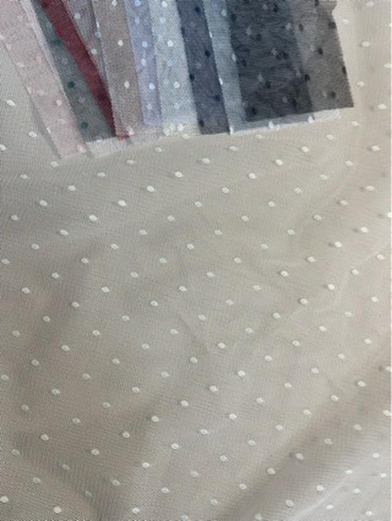 Extra Dense Nylon Mesh Flocked Fabric with 0.3cm Polka Dots for Women's Skirts & Children's DIY Clothing