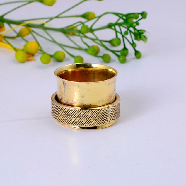 

Золота каблучка-спінер, широка регульована латунна смуга, текстурована медитативна каблучка, прикраси ручної роботи в стилі бохо, унісекс каблучка-заява 3 срібний