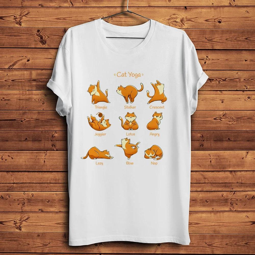 Cat MeowPandaRabbitPug DogSlothUnicornElephantYoga Asana Funny TShirtShort Sleeve Casual TeeUnisex Streetwear TShirt