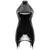 Sexy Damen-Dessous-Club-Kleid aus Lackleder, Latex-Kleid, Wet-Look, glänzendes Rave-Clubwear-Bodycon-Minikleid mit Strumpfband-Clips
