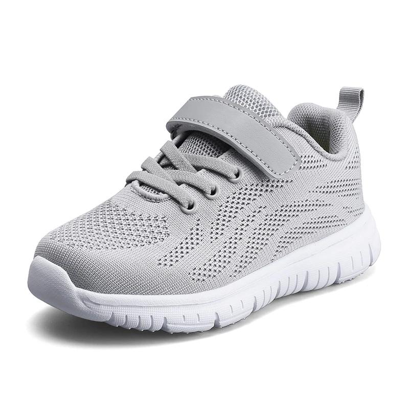 Spring Children Breatheable Simple Boys Sneakers Solid Black School Shoes for Girls Hook & Loop Kids Casual Walking Shoes