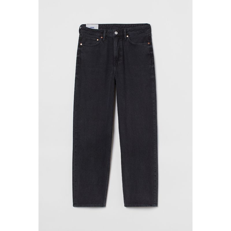 

HM Мужские джинсовые летние брюки с широкими штанинами и средней посадкой, повседневные, без резинки, свободного прямого кроя 0979945 Black 170/78A(31/30)