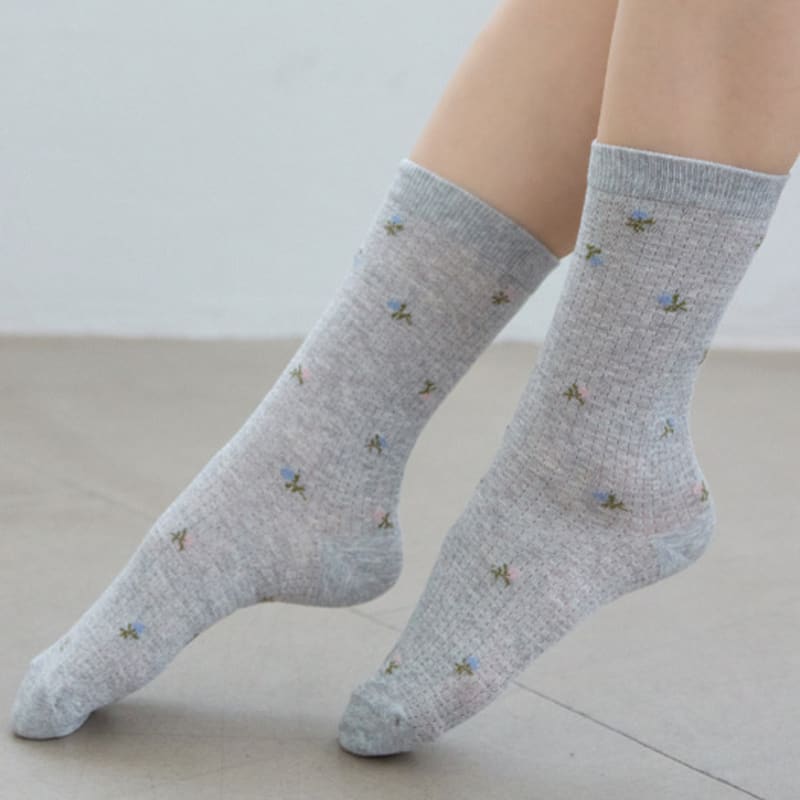 TSH Chaussettes Côtelées à Fleurs 3 Couleurs