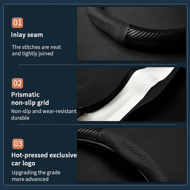 Für Suzuki S-Cross Swift SX4 Vitara Jimny Grand-Vitara Baleno Equator Celerio Ciaz Auto Wildleder Carbonfaser Lenkradabdeckung