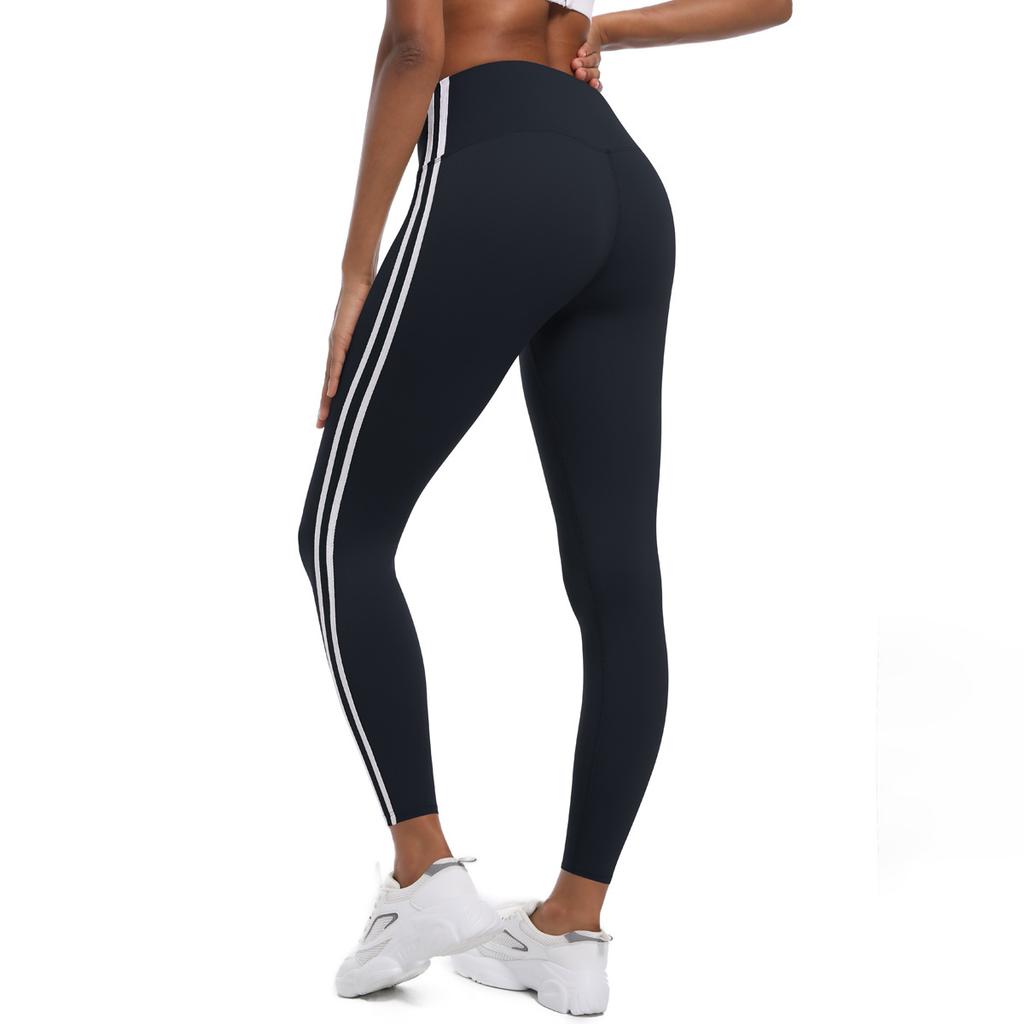 New Striped Pants For Wearing High Waisted And Slimming Sports Barbie Pants, Peach Hip Lifting Running And Fitness Yoga Pants For Women