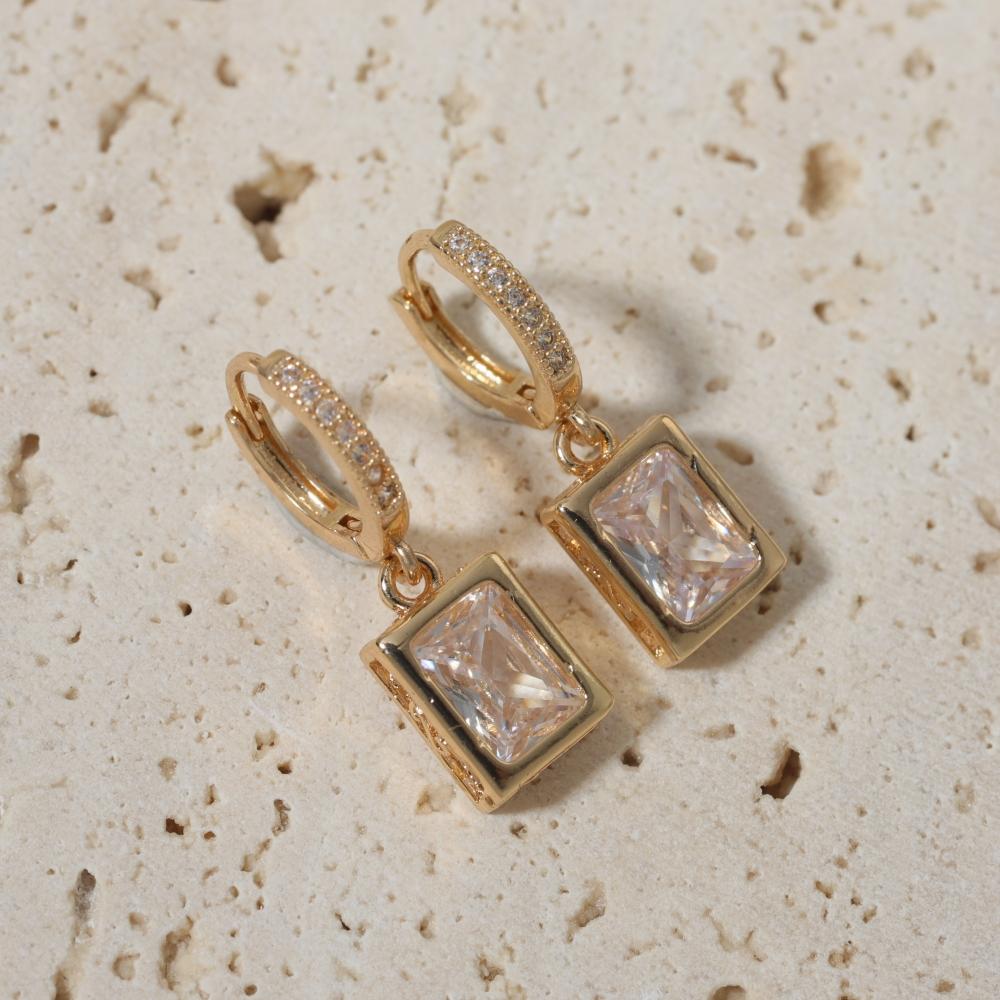 

Trendy Square Dangle Earrings for Women Fashion Zirconia Earrings Jewelry Party Accessories золотой