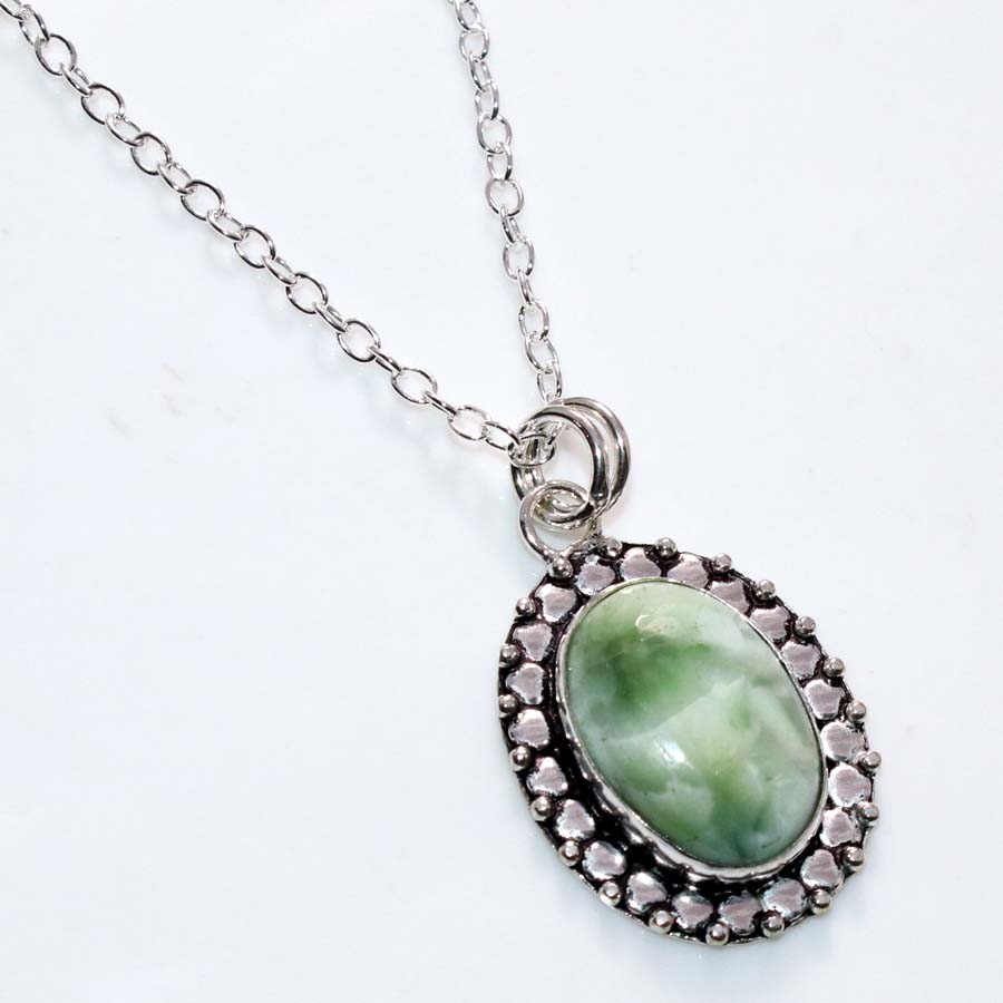 Decent Hememorphite Larimar 925 Silver Plated Necklace 18" Most Beautiful Z4H66