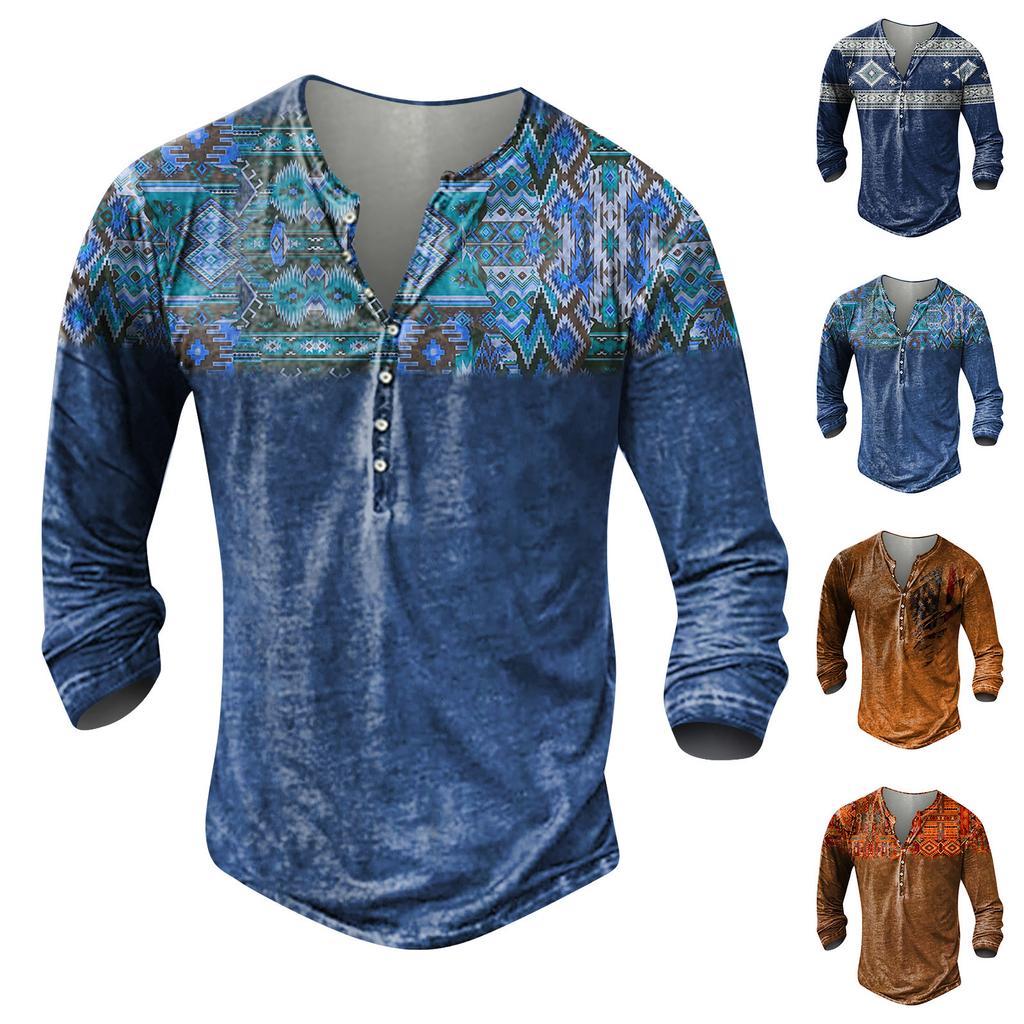 Pánské módní tričko s dlouhým rukávem s grafikou a výšivkou Jaro a Mikina s dlouhým rukávem s potiskem