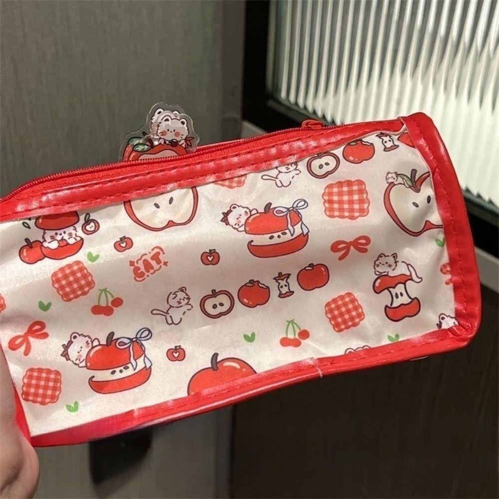 Cartoon Cute Cat Bow Pencil Case Transparent Large Capacity Stationery Bag Student Stationery Organizer Gifts