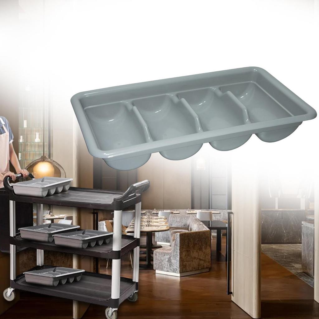 4 Compartment Cutlery Bin Kitchen Utensil Holder Organizer Tray for Restaurant