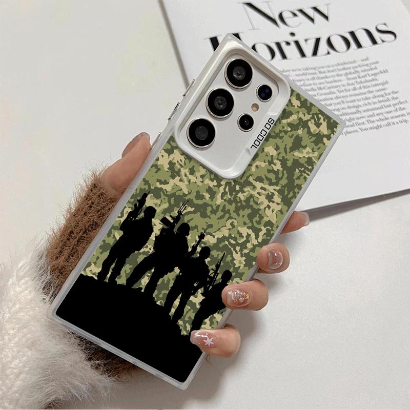 Camouflage Military Pattern Soft Phone Case for Samsung Galaxy S24 S25 FE S26 Edge S23 Ultra S22 Plus S21 + Shockproof Cover Bac
