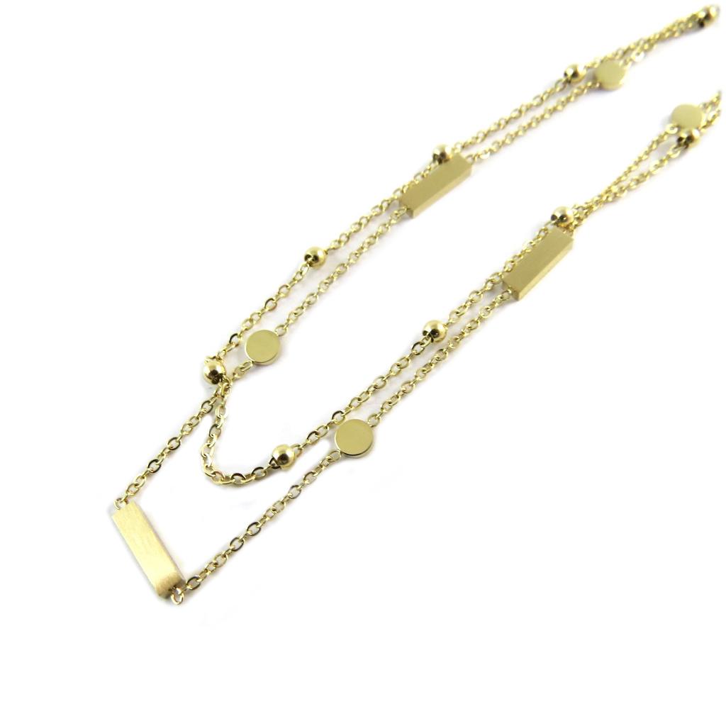 Les Trésors De Lily [Q0909] - Kotníkový řetízek Ocel 'Choreografie' zlatý - 25. 5 cm- 2 řady