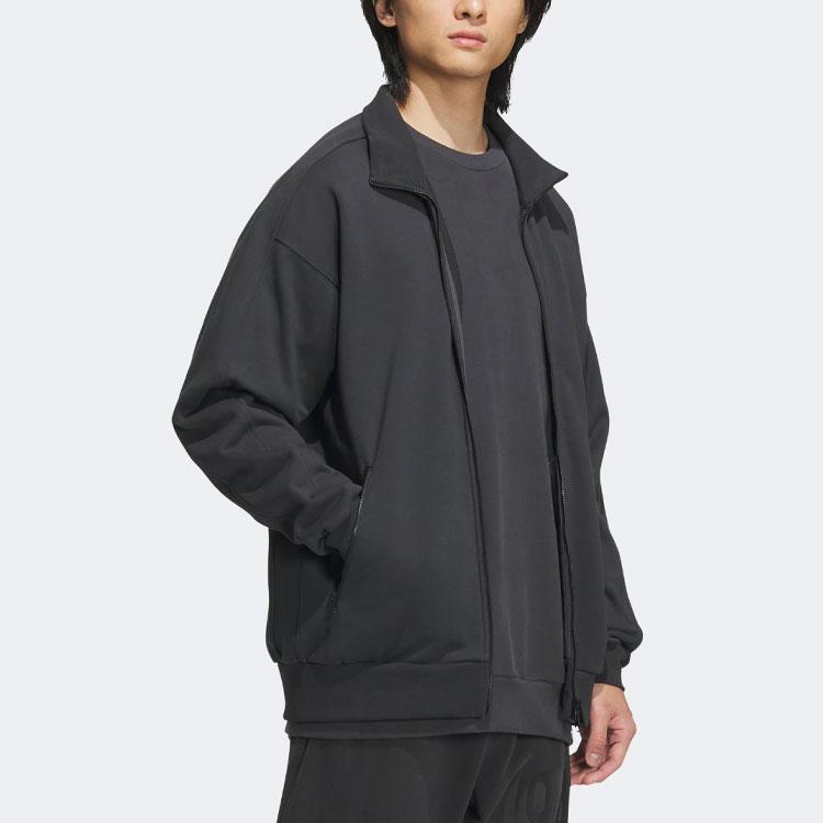 Adidas Pánská sportovní bunda Comfort s logem na zip, karbonově černá IK3464