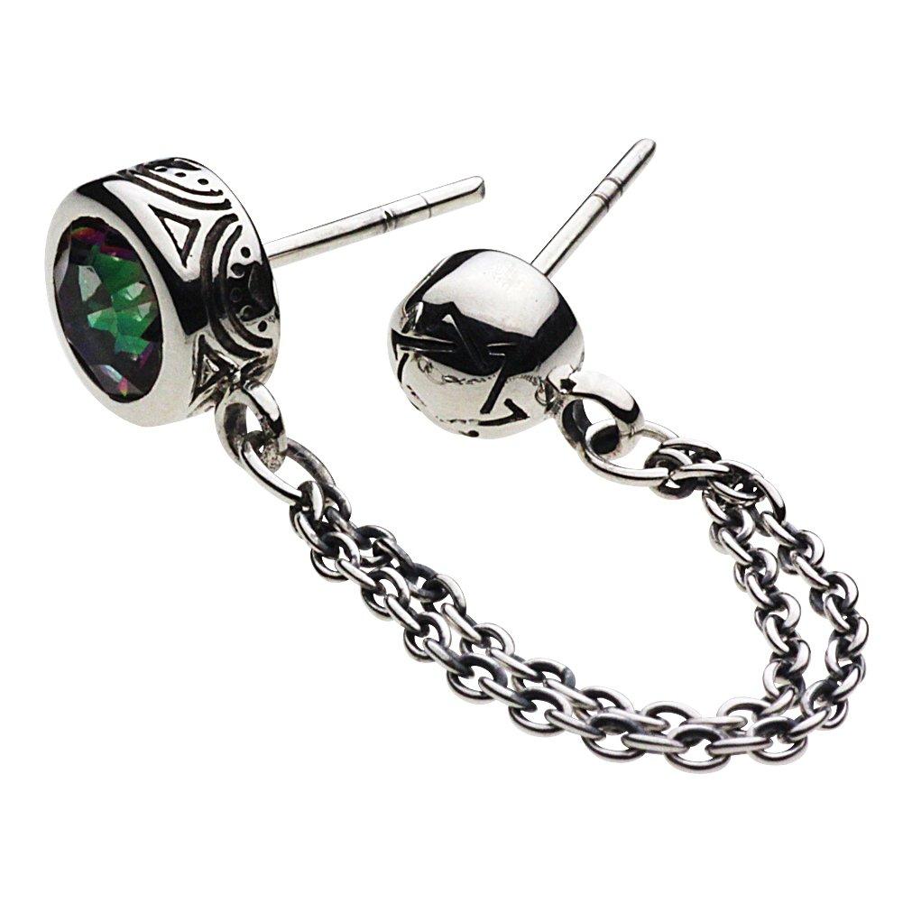 

Stone Hexagram 2 Hole Earrings Mystic Quartz 925 Silver e0478 [Cenote] [Silver Accessories]