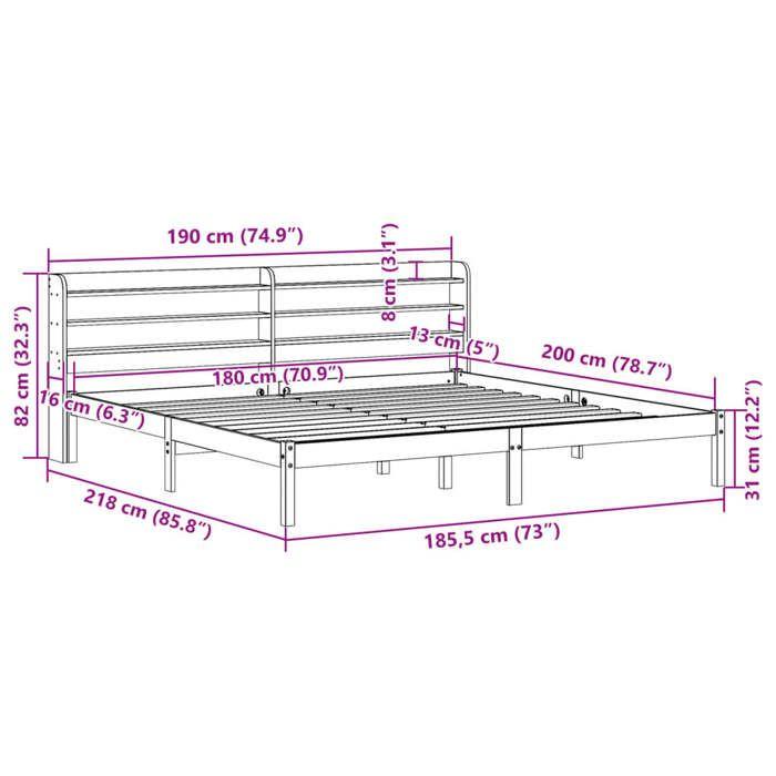 VidaXL Cadre de lit et tête de lit cire marron 180x200 cm bois de pin, lit, cadre de lit en bois massif, meuble de chambre à 3306562