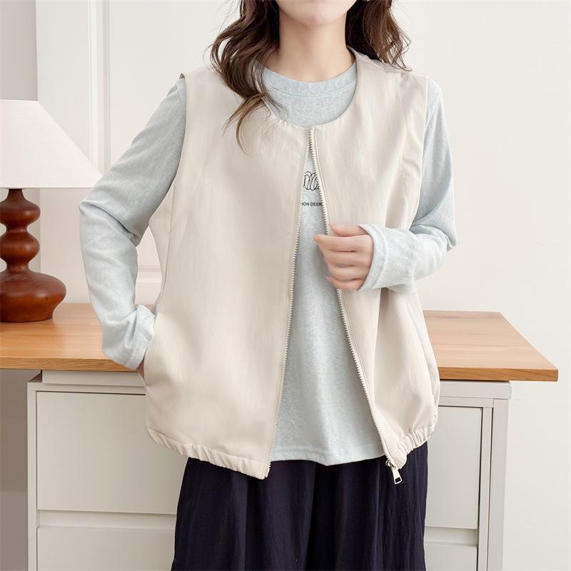 2026 Spring Plus Size Women's Round Neck Cardigan Vest - Slimming & Versatile Fashion Top