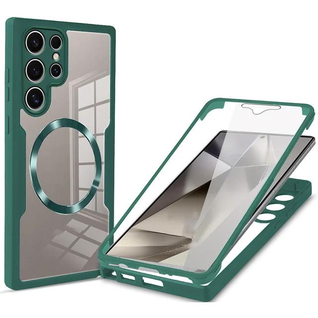 360° Fully Protected Double-sided Case For Samsung S25 Ultra S22 S23 S21 S24 Plus Magnetic Cover For Magsafe Wireless Charging