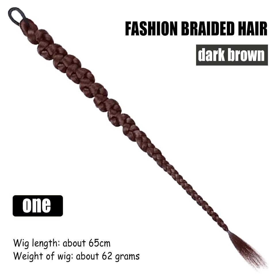 

Витой Плетеный Синтетический Парик Женские Плетеные Волосы Конский Хвост Прохладный Красивый Стиль Мода Двойной Хвост Бокс Плетеный Парик 65CM