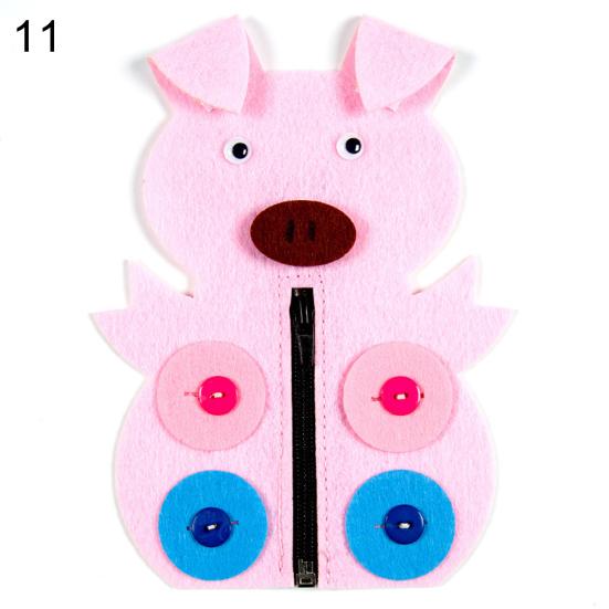 Cute Animal Flower Zipper Button DIY Non-Woven Boards Children Teaching Toy