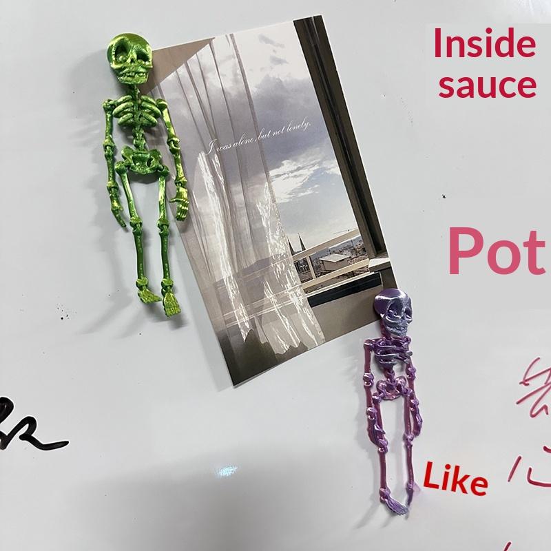 

4pcs 3D Printed Magnetic Skeleton Coloful Realistic Movable Skeleton Magnet For Fridge Articulated Magnetic Refrigerator Sticker
