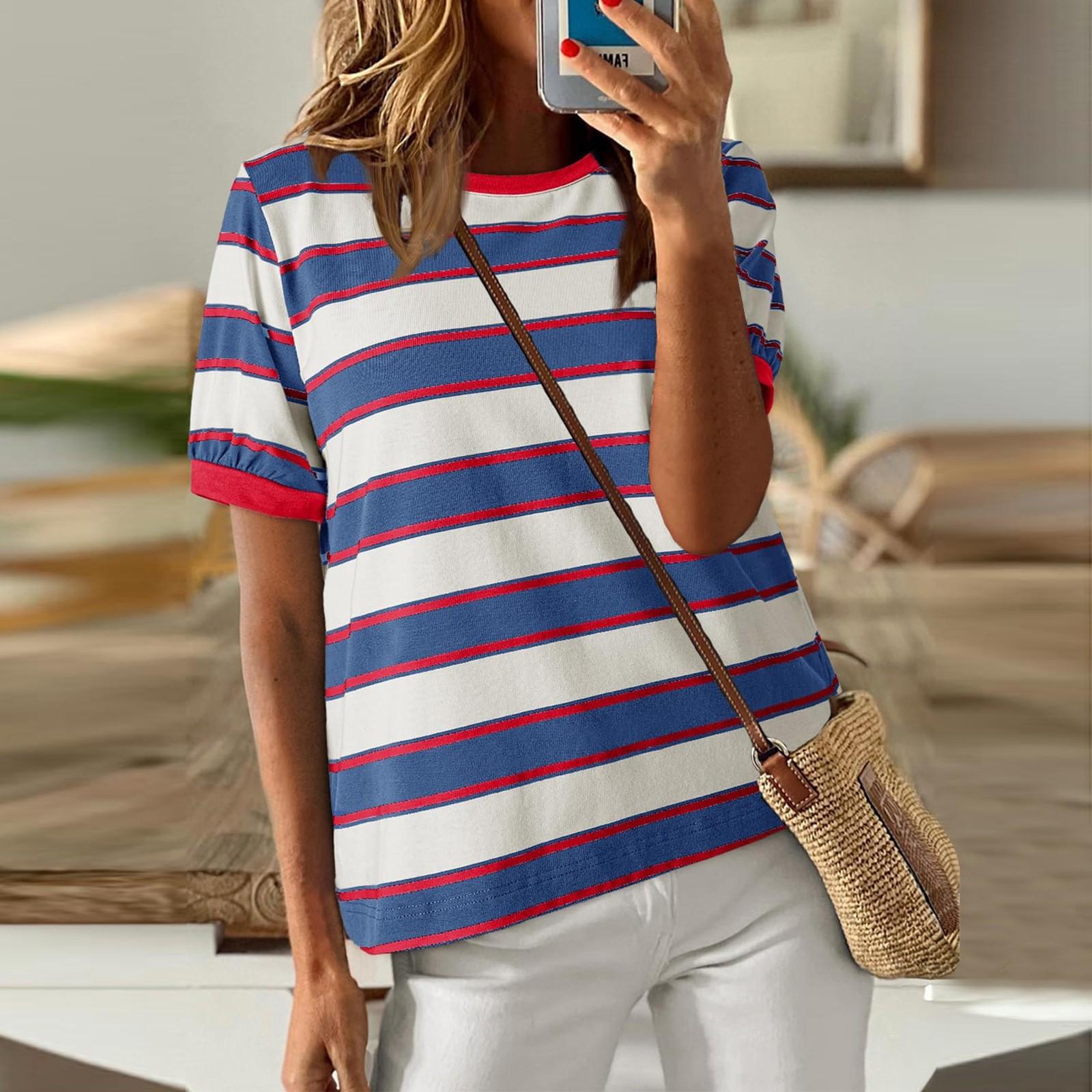 

Женская повседневная короткая майка с короткими рукавами XL красный