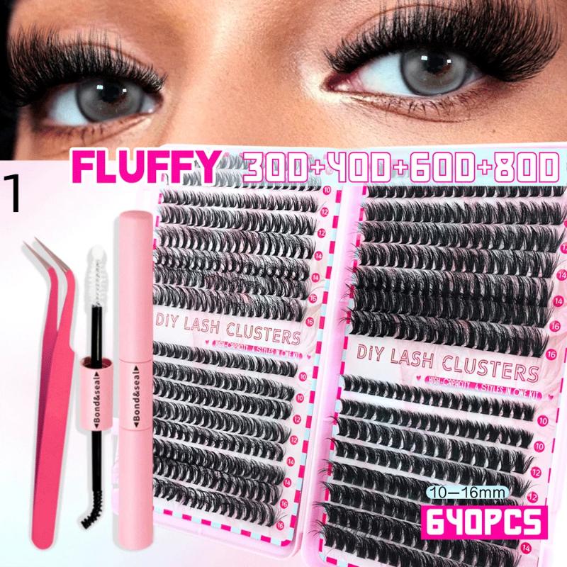 Lash Bond Asend Seal Eyelash Clusters Lasting Double-Ended Fixed Eyelash Glue Remover Tweezers Kit Eyelash Curler Brush Kit Tool