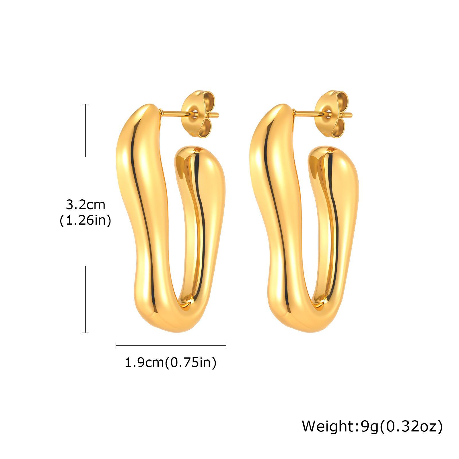 Fashion Chic Smooth Geometric Earrings for Women, Stainless Steel Irregular Hoop Earrings, Gold Plated Waterproof Jewelry