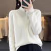 Herbst Damen Casual Kurz Einfarbig Hoher Kragen Reißverschluss Dicker Warmer Strickpullover