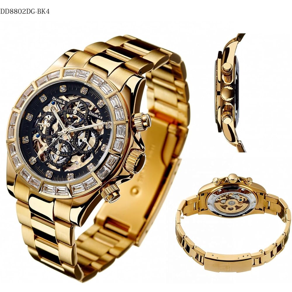 Daniel & Douglas DD8802DG-BK4 Automatic Mechanical Watch Gold Black Men's