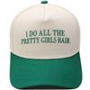 PRETTY GIRLS HAIR Fun Embroidery Color Matching Truck Driver Hat Men's and Women's Casual Sun Hat