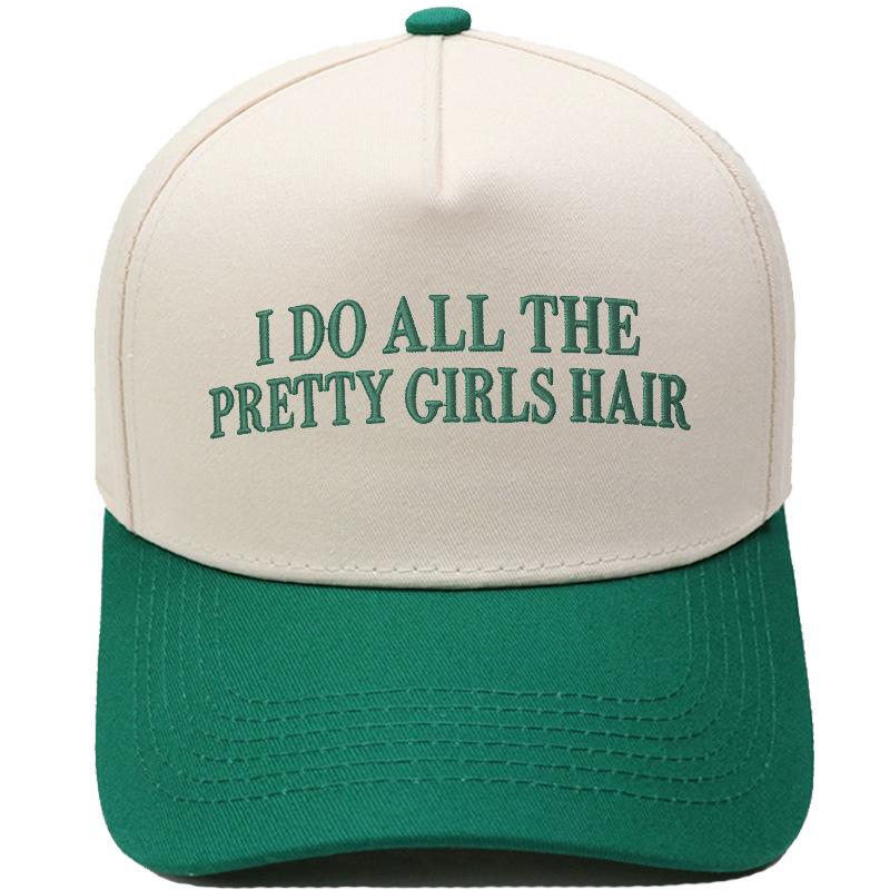 PRETTY GIRLS HAIR Fun Embroidery Color Matching Truck Driver Hat Men's and Women's Casual Sun Hat