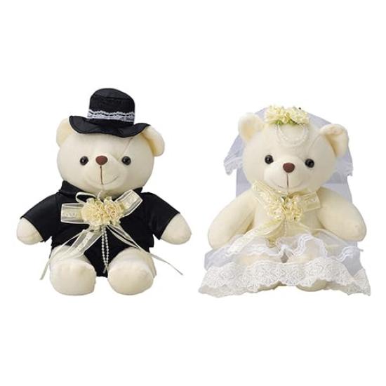 White Wedding Bear (L) 25cm, Set of 2, Wedding Bear, Welcome Bear, Wedding Ceremony, Reception, Dress Bear