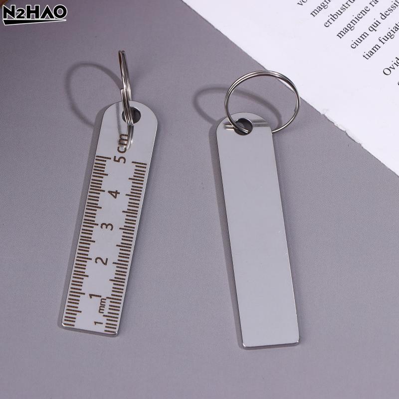 2PCS New Stainless Steel Mini Ruler With Keychain - Measuring Tool For Office And School Supplies (Anti-loss Measuring Ruler)